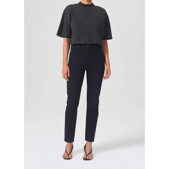 AGOLDE Riley Long High Rise Straight Jean Button Fly Stretch Compilation Size 26 - Picture 1 of 12